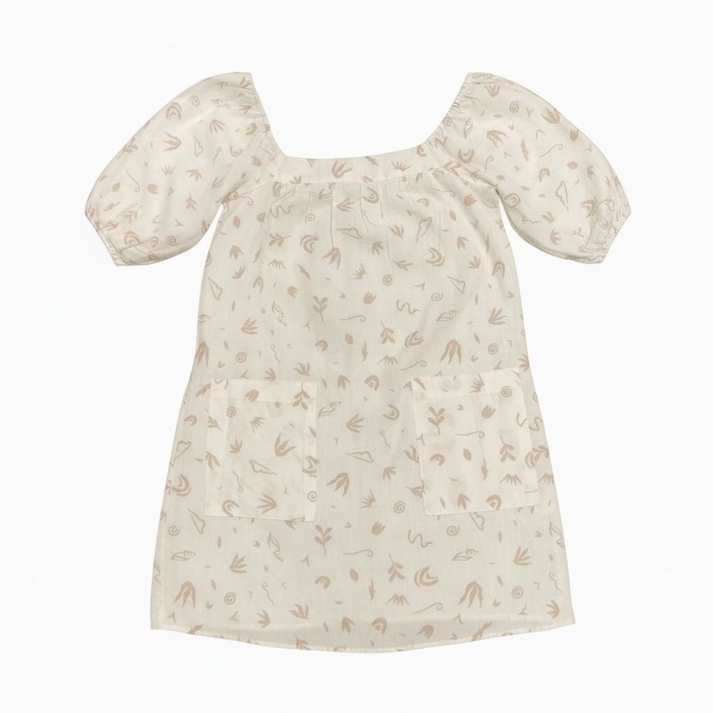 Billabong On The Shore babydoll puff sleeve linen mini dress cotton linen blend